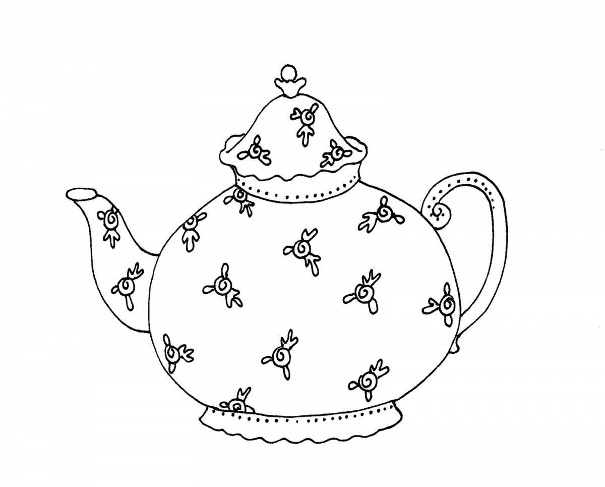 Weird teapot coloring book for 2-3 year olds