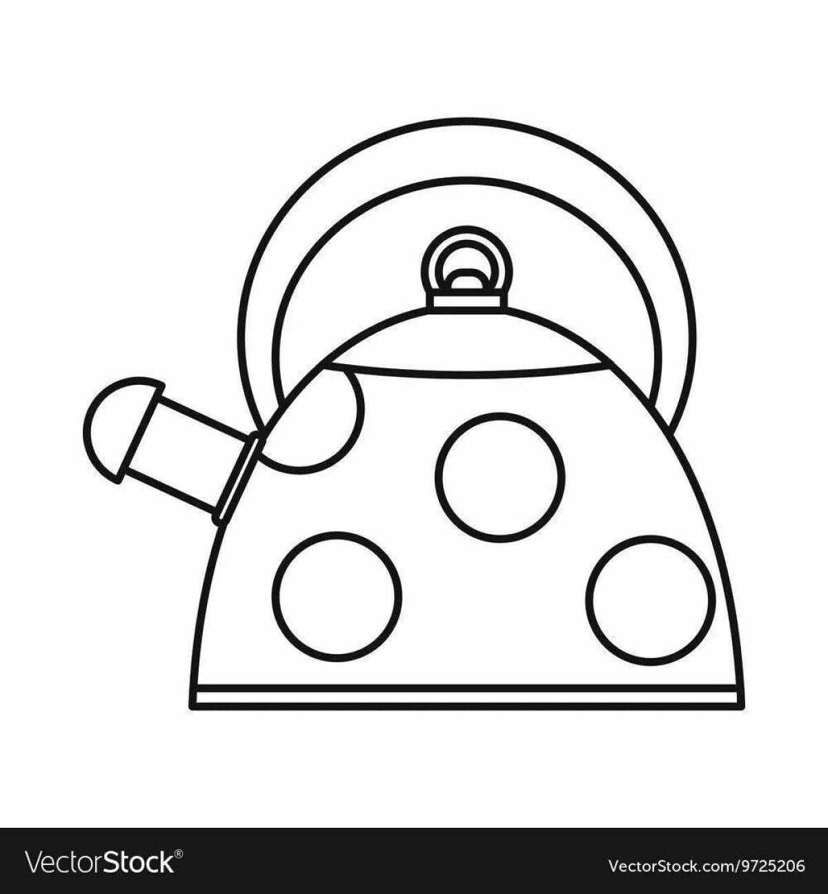 Coloring book with a teapot for children 2-3 years old