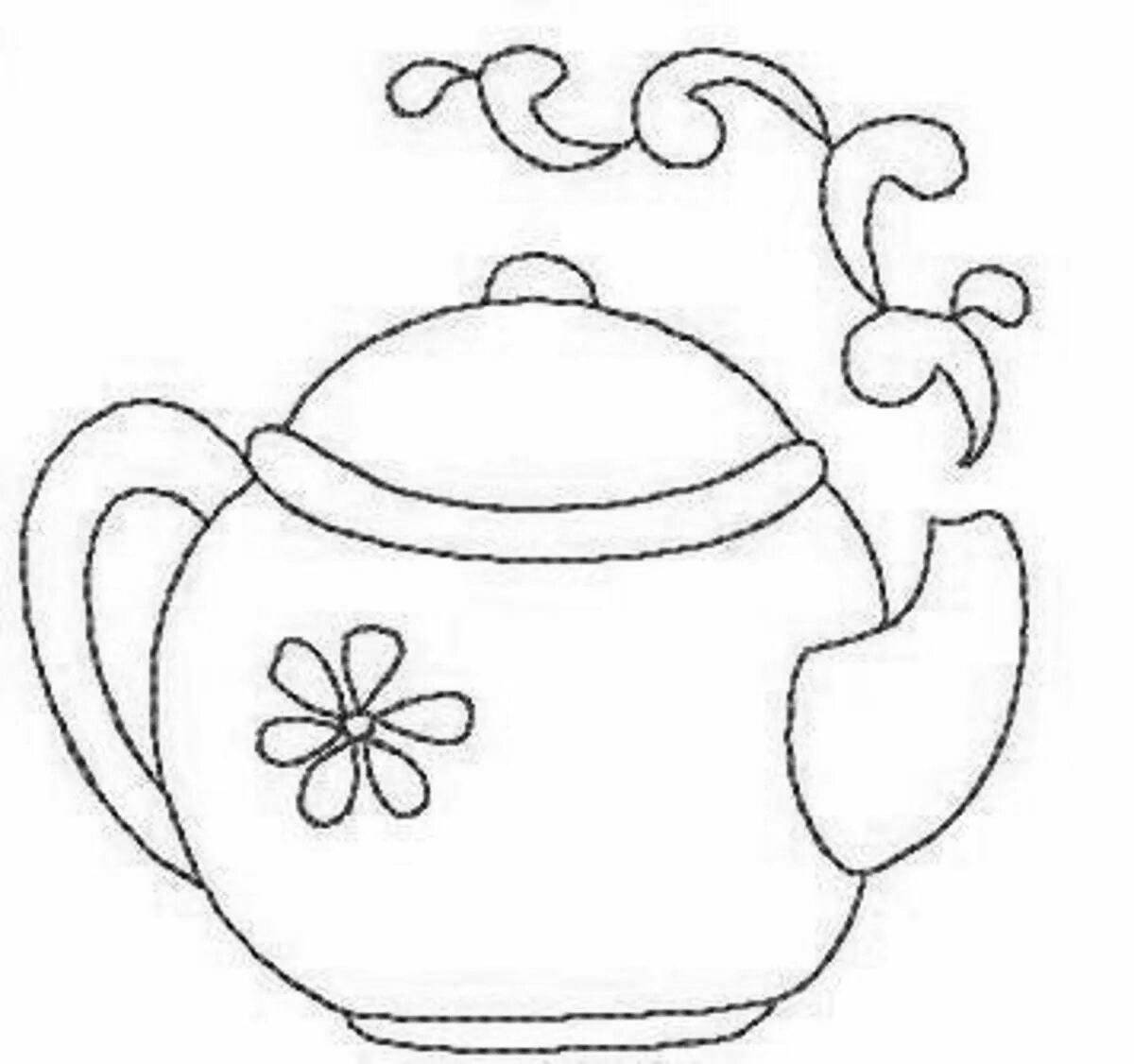 Blissful teapot coloring page for 2-3 year olds