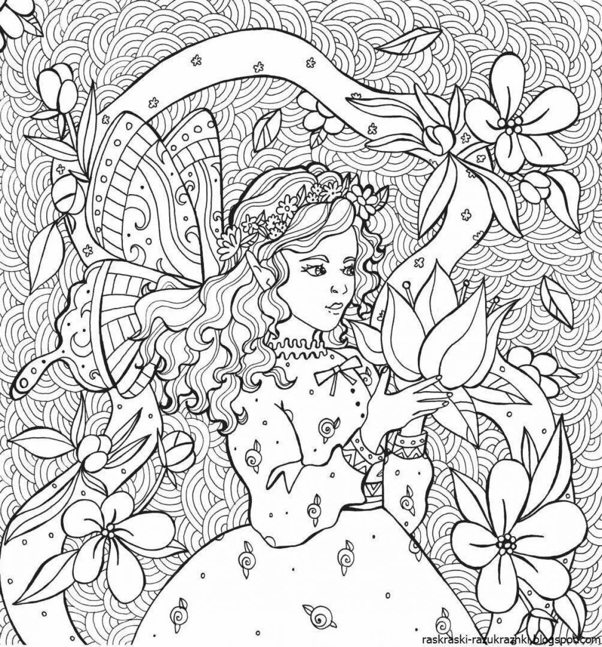 Charming coloring book for 11 years for girls difficult
