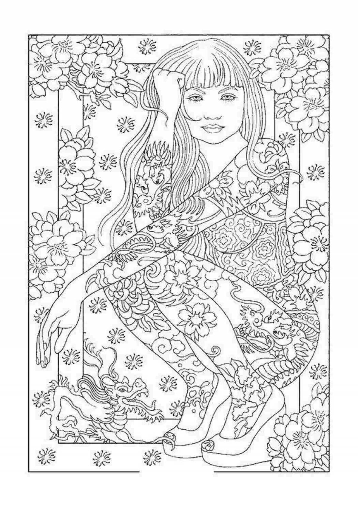Intriguing coloring book for 11 years for girls