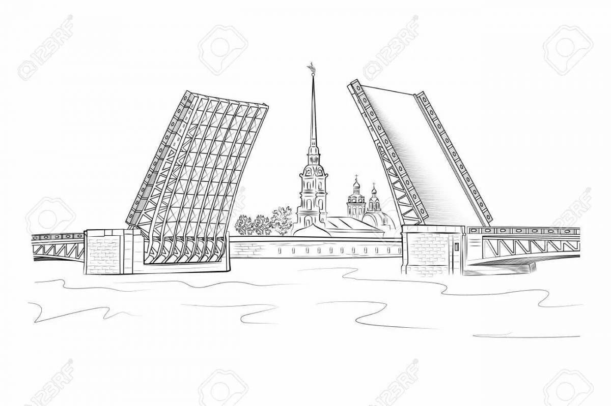 Раскраска разводной мост в Санкт-Петербурге