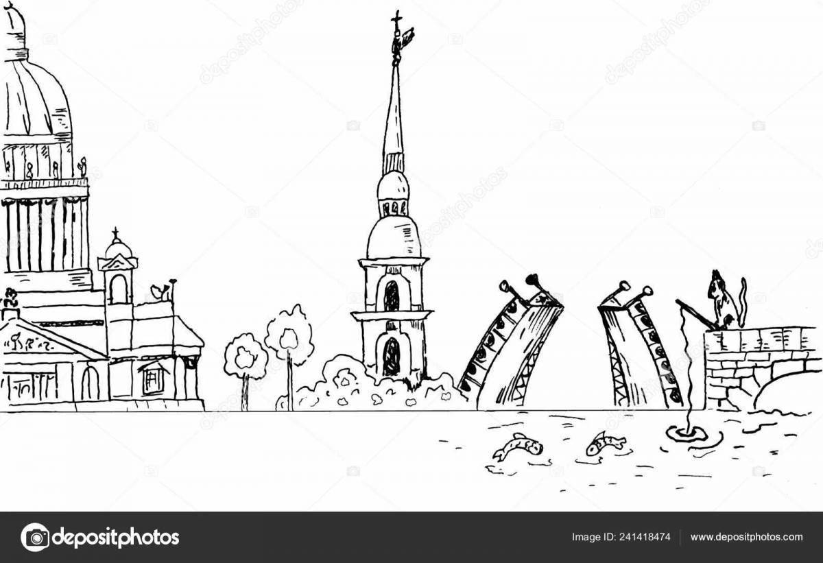 Петропавловская крепость в Санкт-Петербурге раскраска
