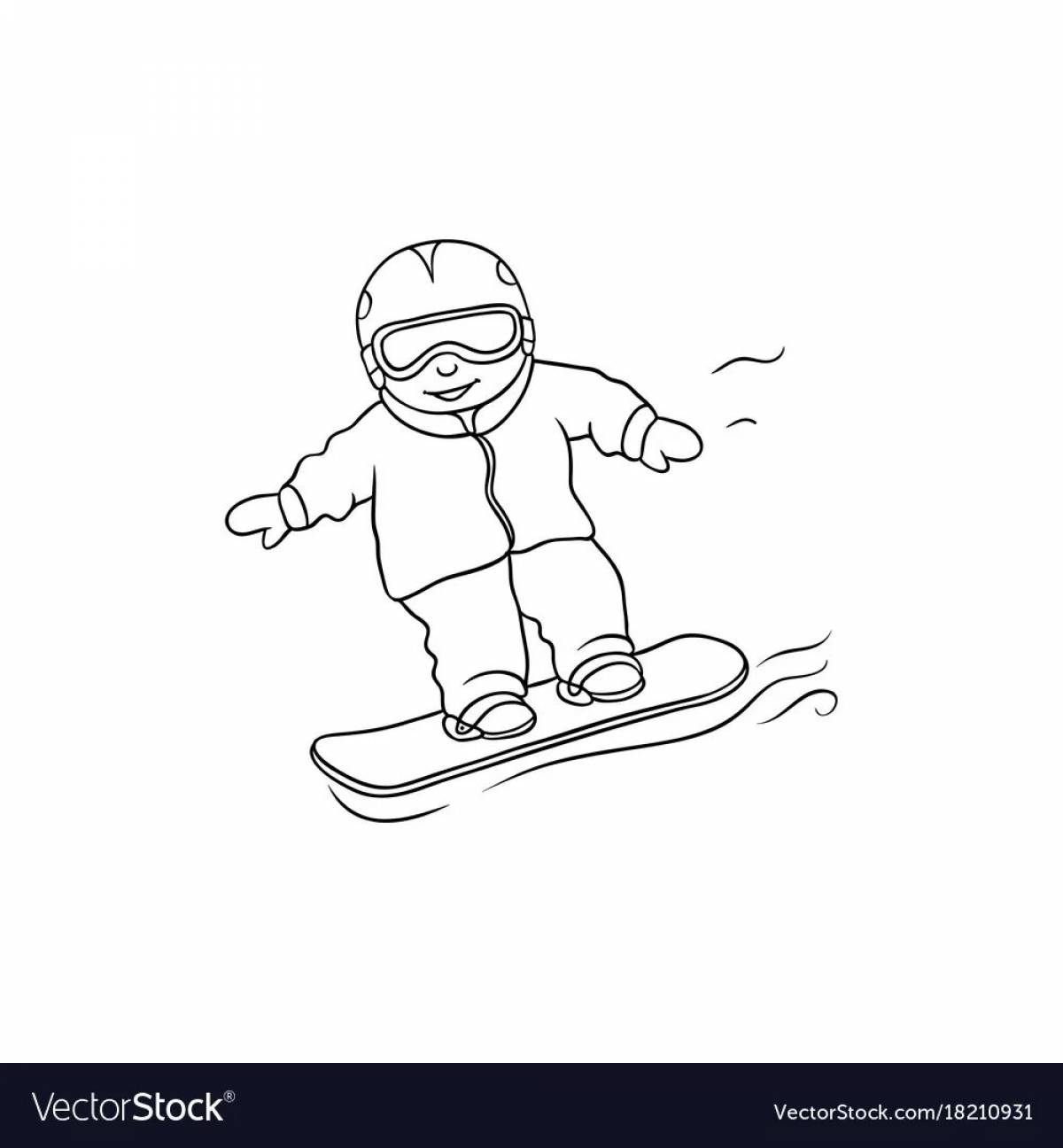 Мальчик на сноуборде раскраска