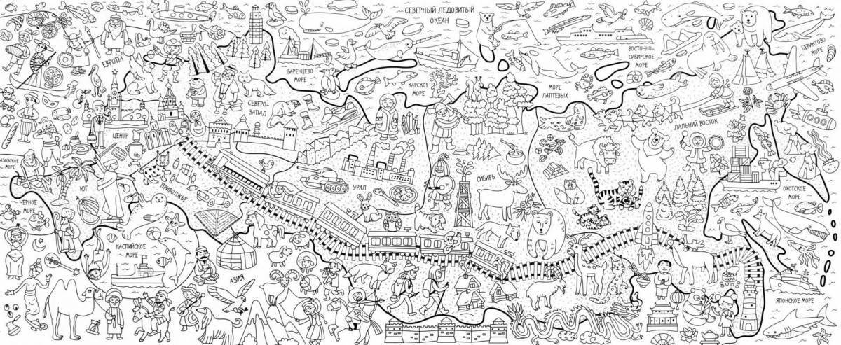Colorful map of russia coloring book for preschoolers