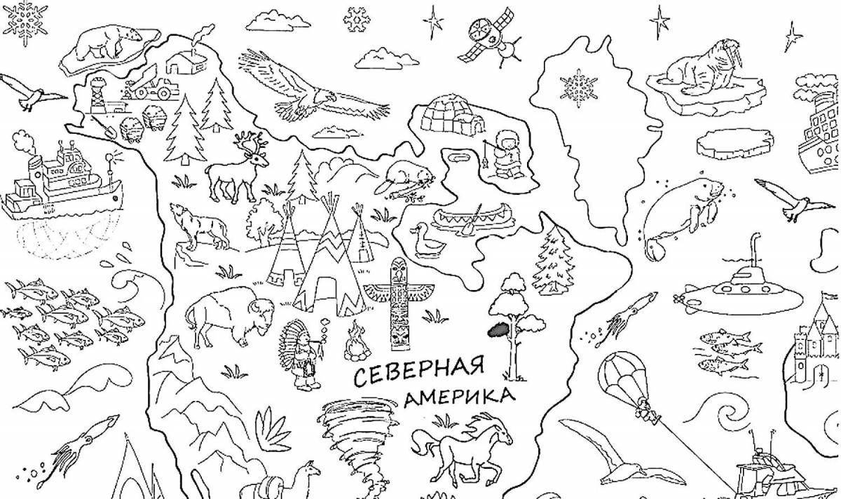 Bright map of Russia coloring for preschoolers