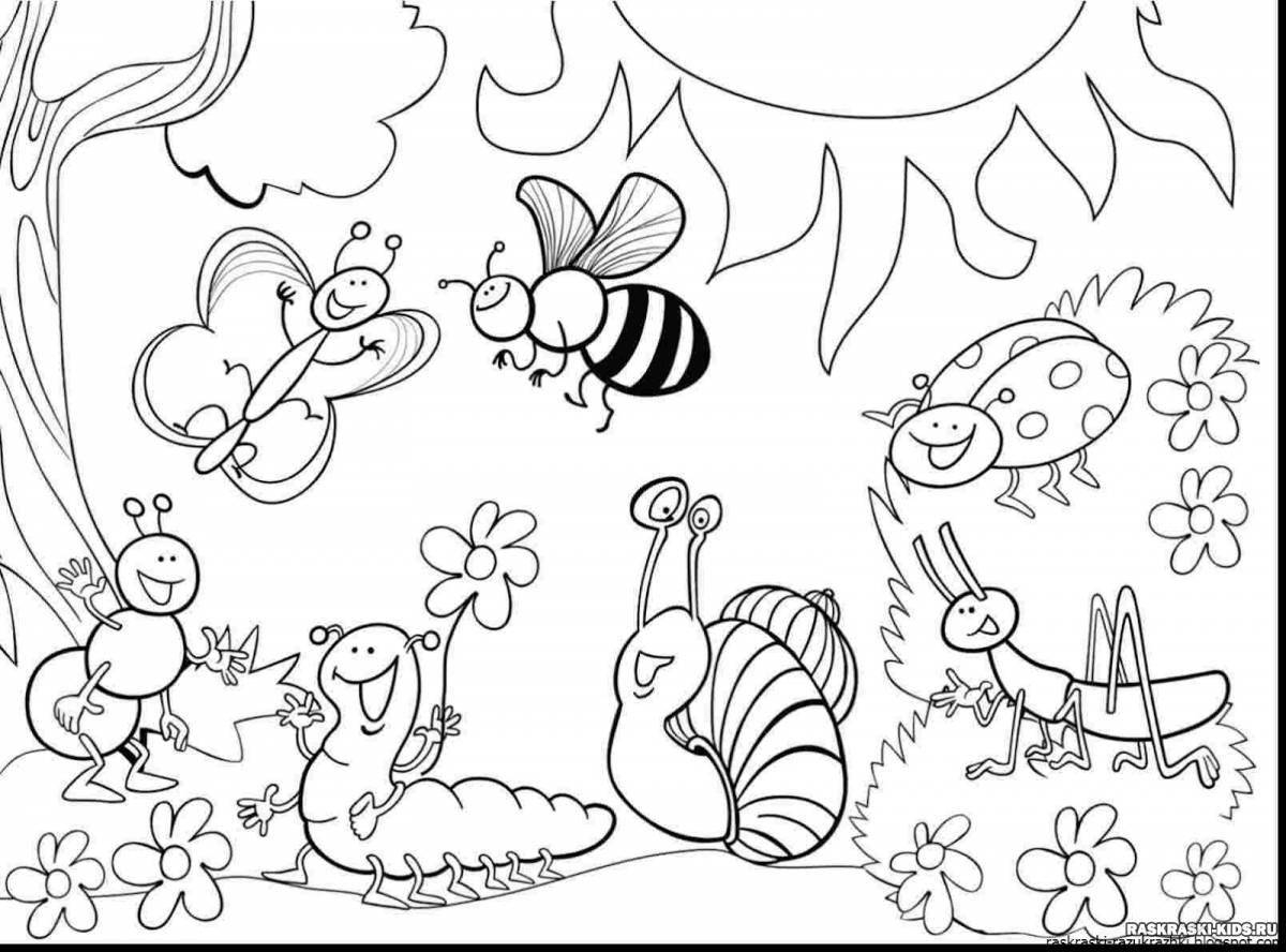 Insect coloring pages for children 3-4 years old