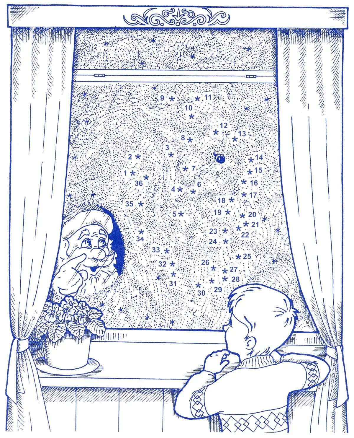 Adorable frosty window coloring for kids