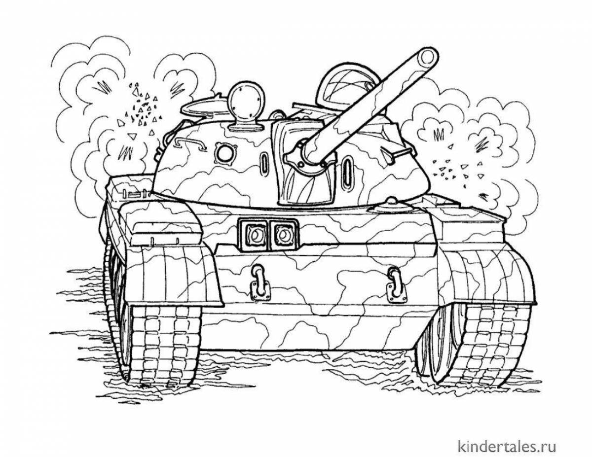 Adorable tank coloring book for kids