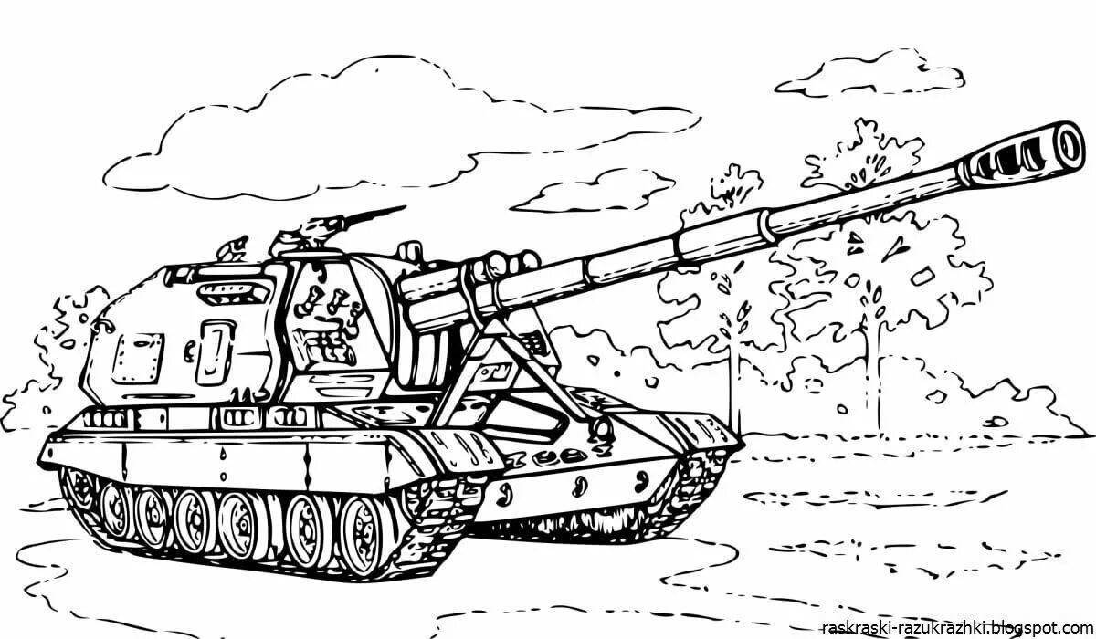 Cute tank coloring book for kids