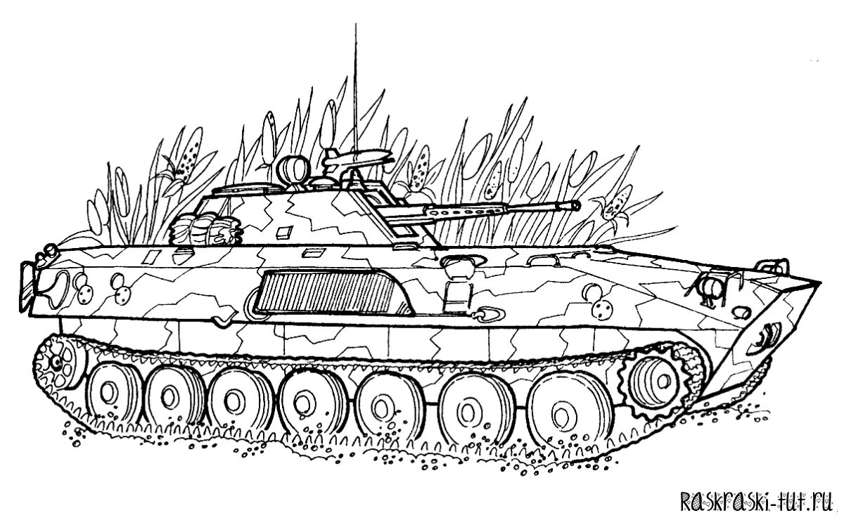 Trendy tank coloring for kids