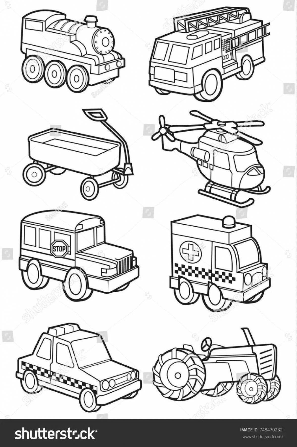 Bright coloring of special vehicles for children