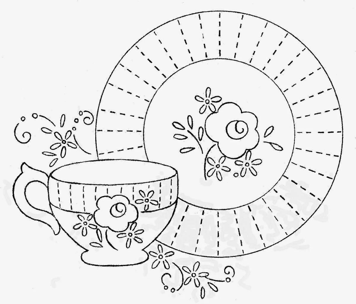 Beautiful template for application in the form of a cup and saucer