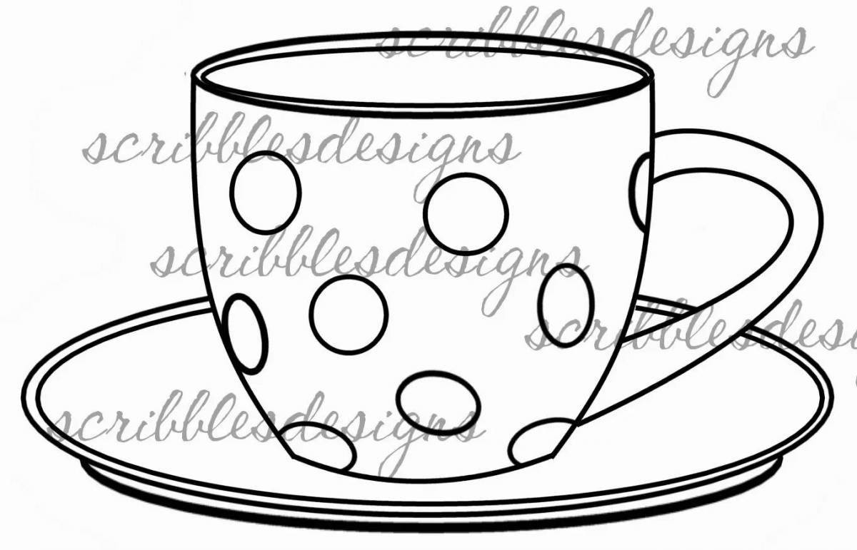 Outstanding cup and saucer coloring page