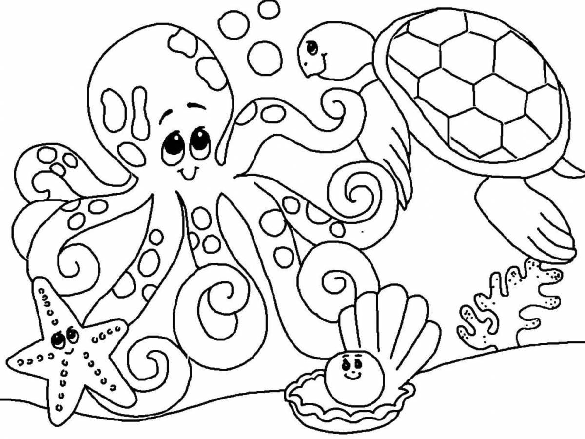 Colorful underwater world coloring book