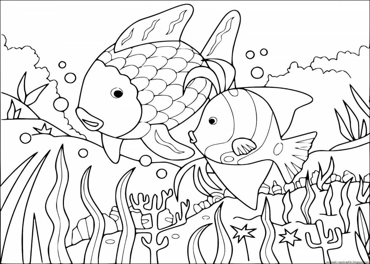 Great underwater world coloring page