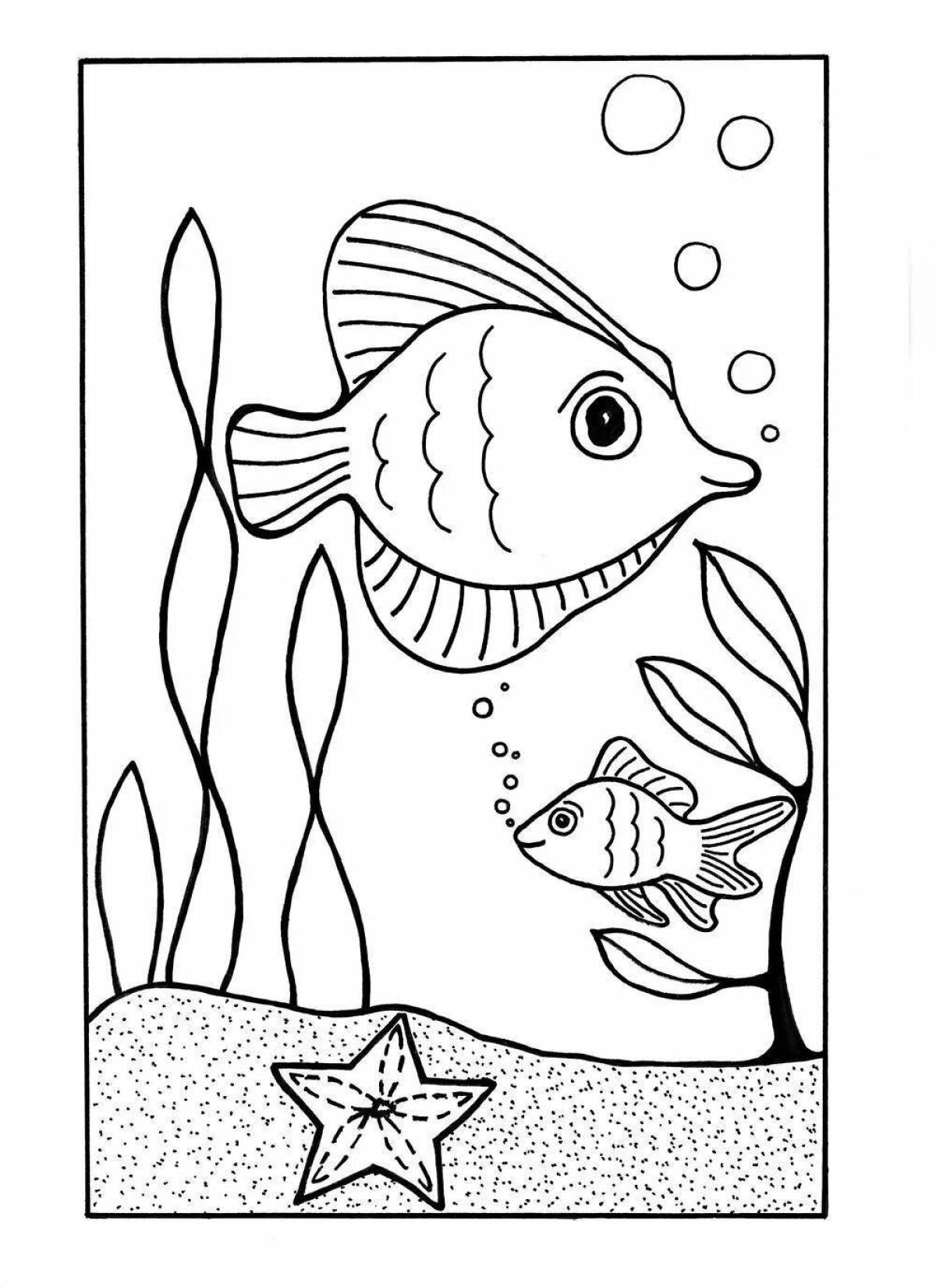 Colouring page enchanting underwater world