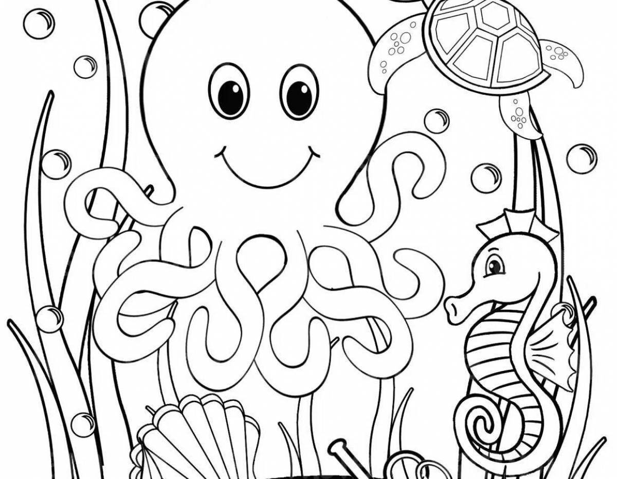 Coloring page lush underwater world