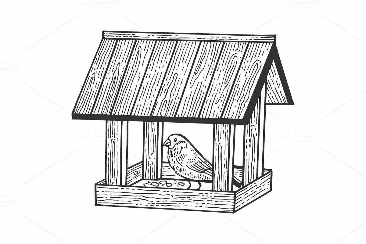 Outstanding bird feeder coloring page for kids