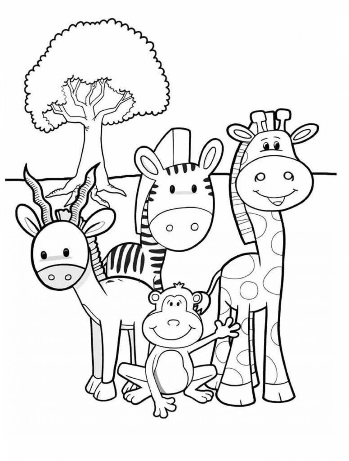 Интригующая раскраска африканских животных для детей 3-4 лет