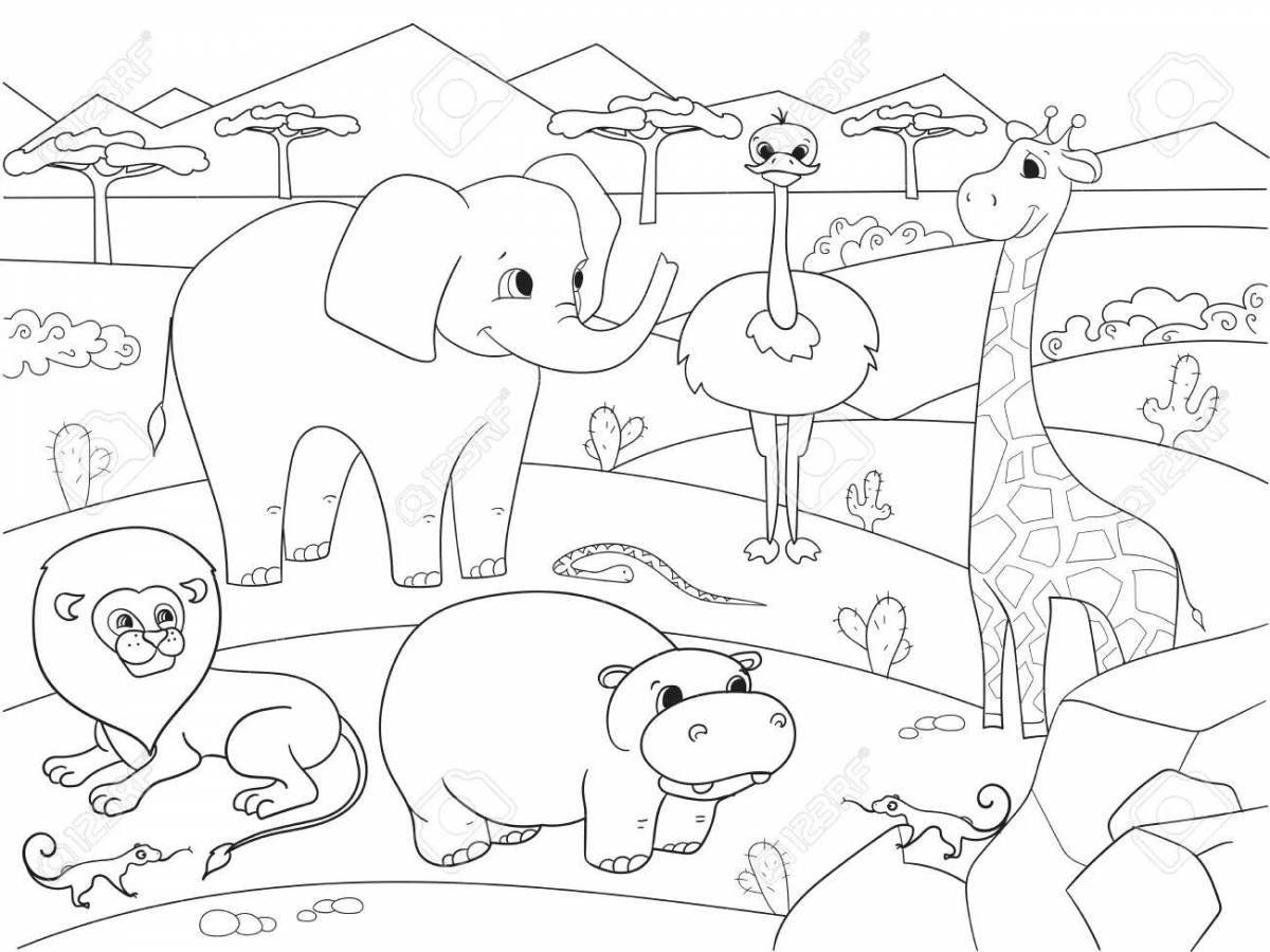 Fabulous African animal coloring pages for 3-4 year olds