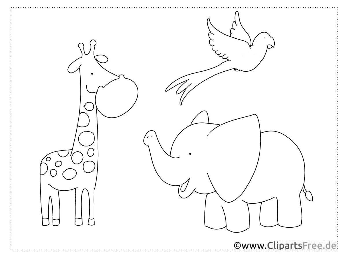 Причудливая раскраска африканских животных для детей 3-4 лет