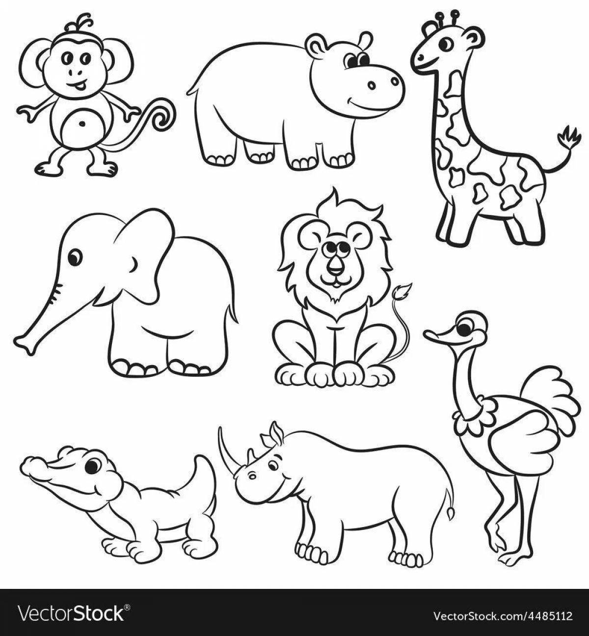 African animals coloring book for 3-4 year olds