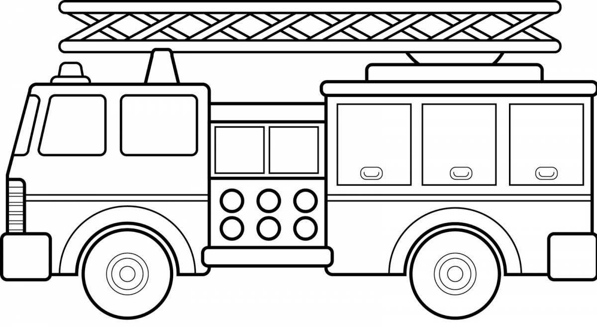 Bright fire truck coloring book for children 2-3 years old