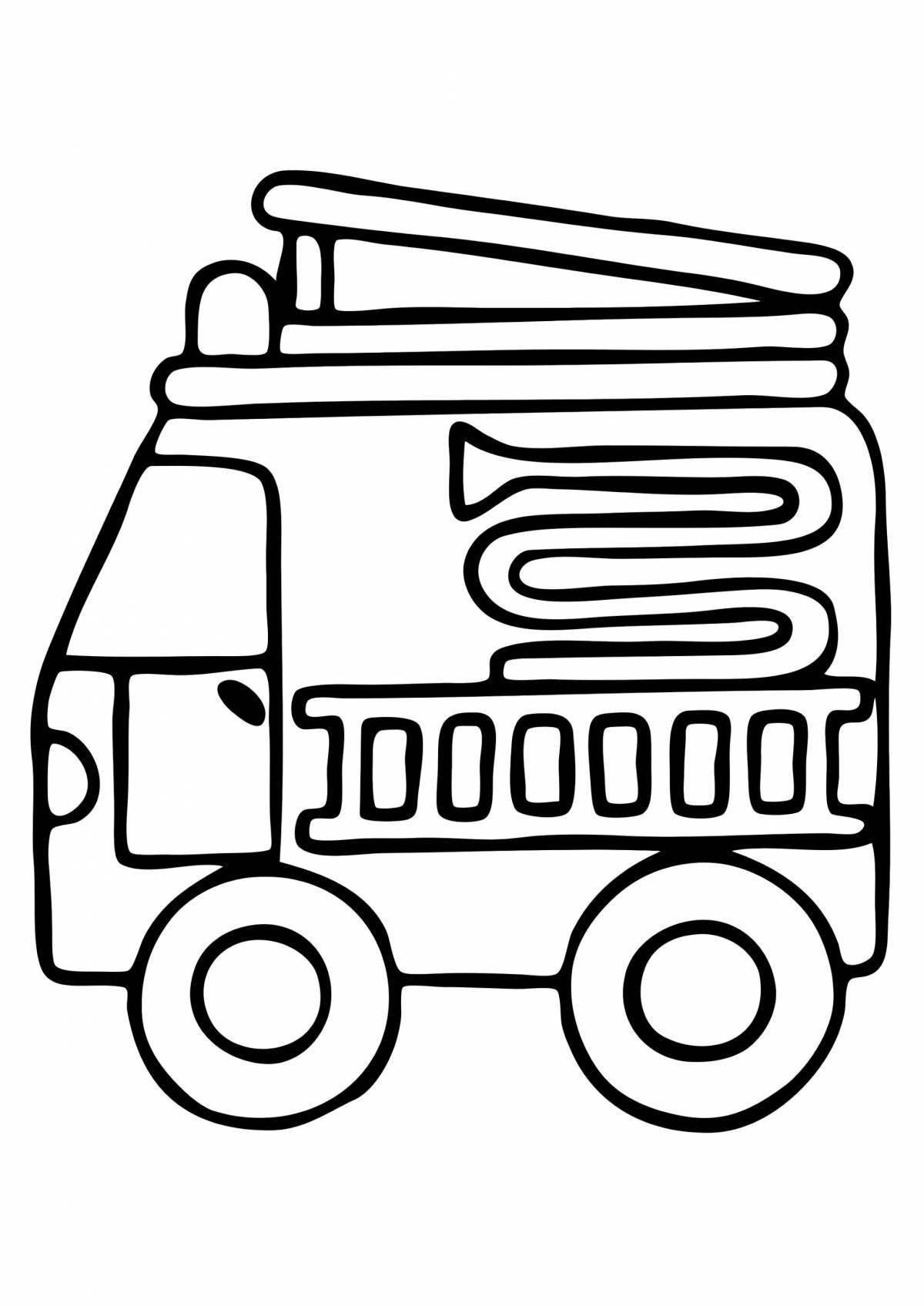 Adorable fire truck coloring book for 2-3 year olds