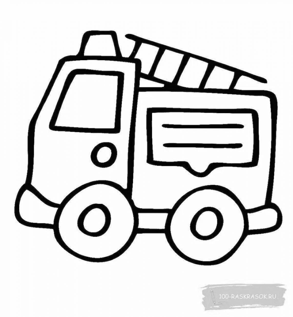 Cute fire truck coloring book for 2-3 year olds