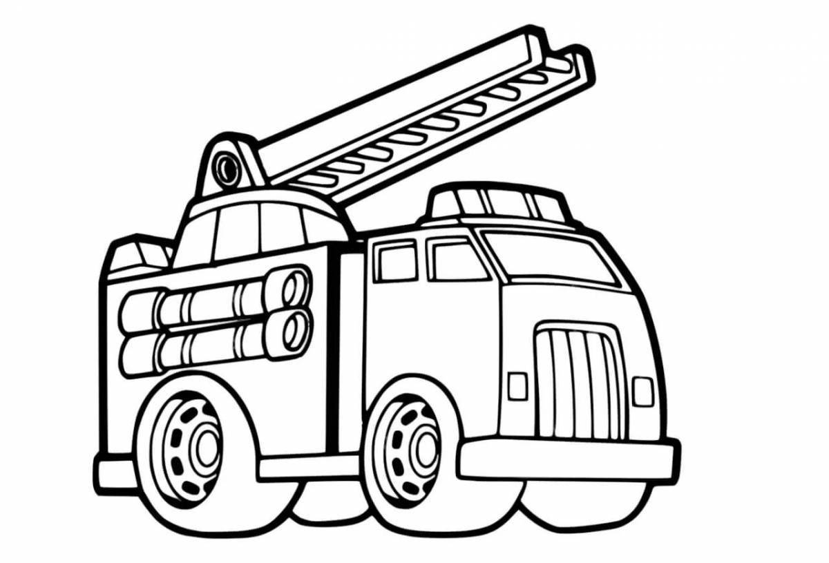 A fascinating coloring book fire truck for children 2-3 years old