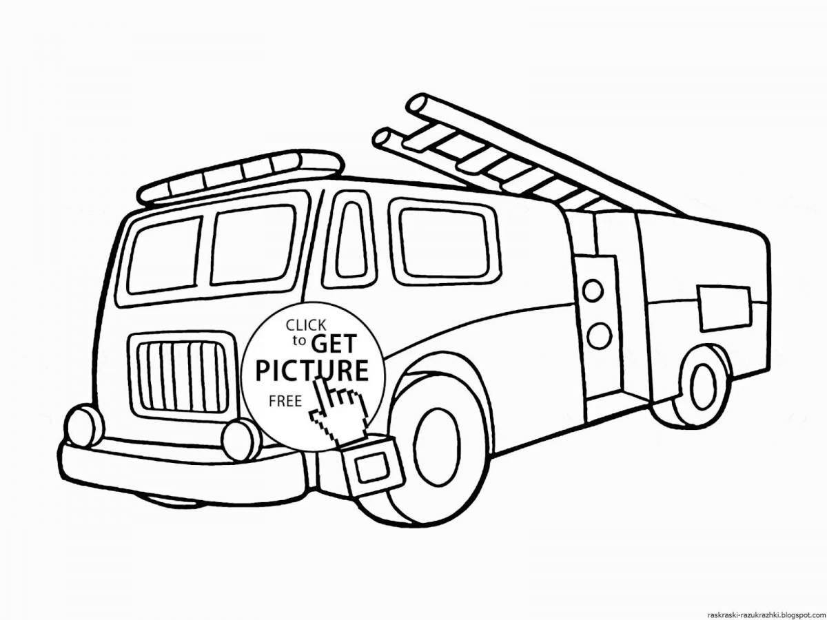 Animated fire truck coloring book for children 2-3 years old