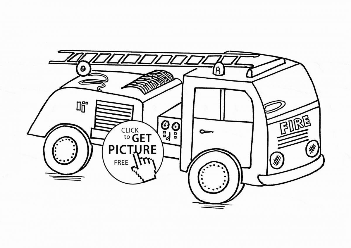 Glittering fire truck coloring book for 2-3 year olds