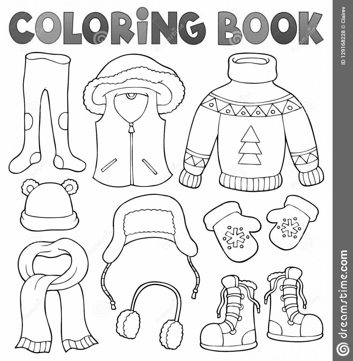 Веселая раскраска зимней одежды для детей 5-6 лет