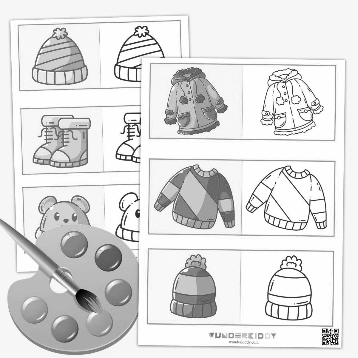Gorgeous winter clothes coloring book for children 5-6 years old