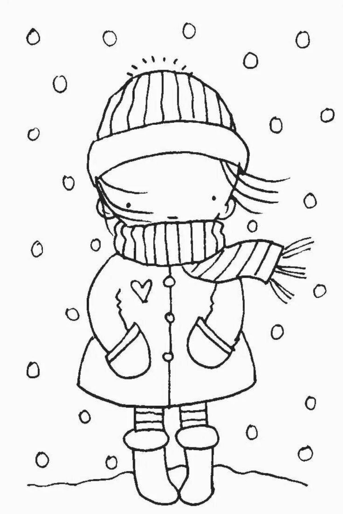 Coloring pages with beautiful winter clothes for children 5-6 years old