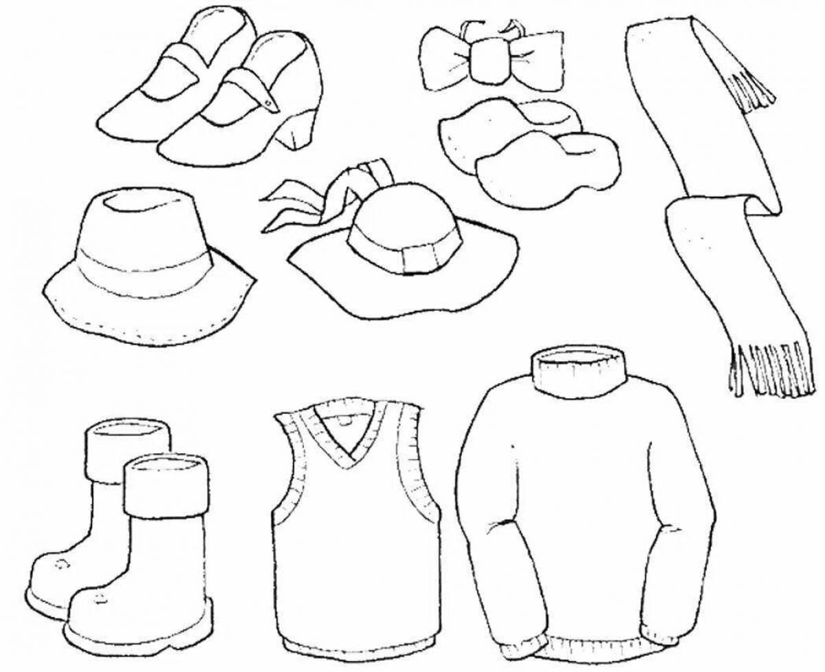 Amazing winter clothes coloring page for 5-6 year olds