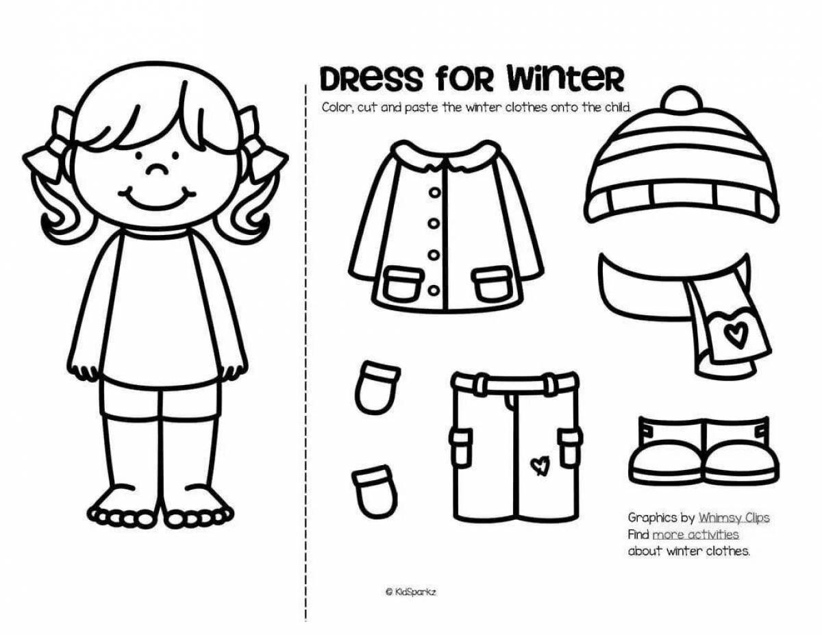 Fun clothes coloring book for 3-4 year olds