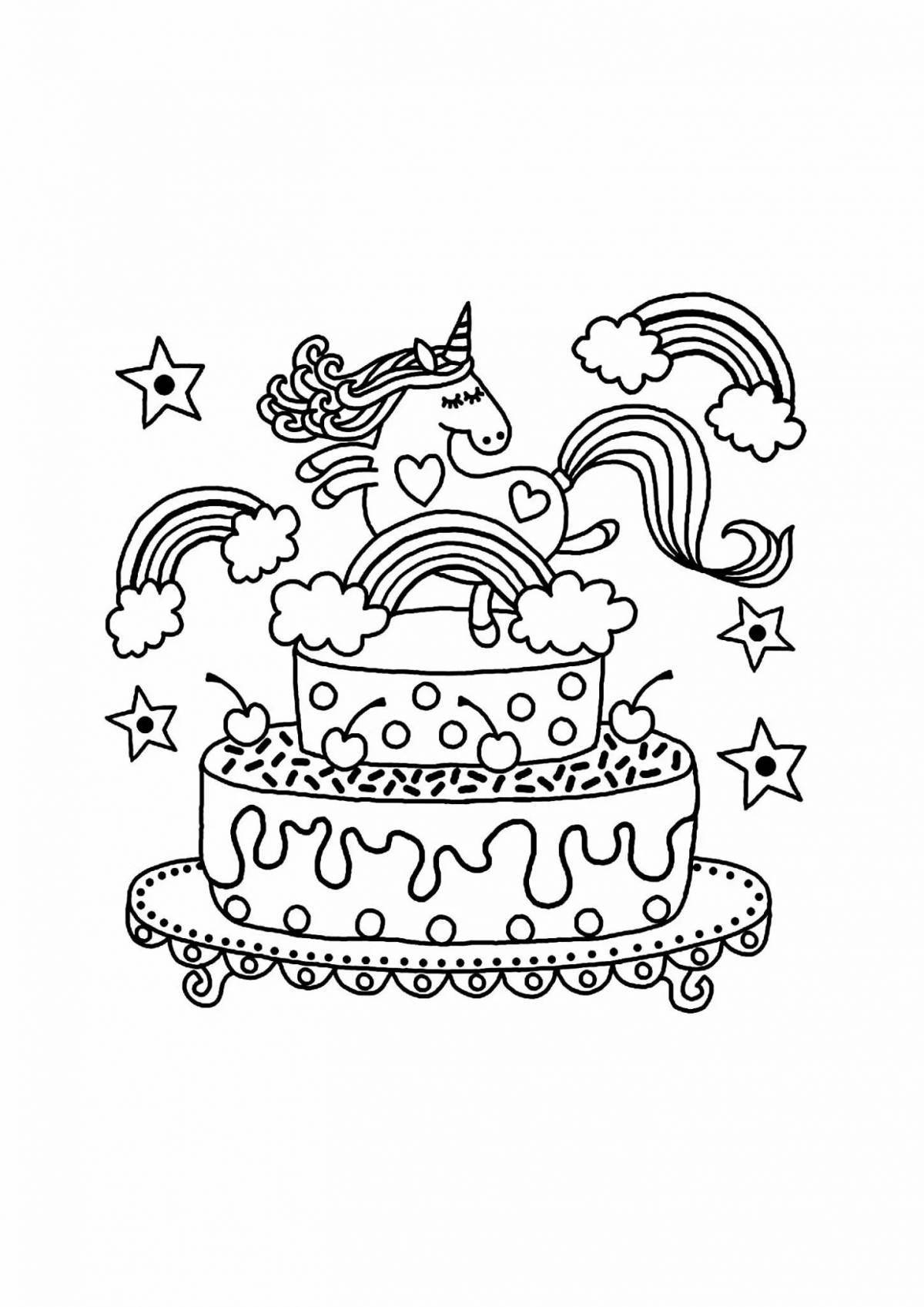 Coloring page joyful cakes for children 5-6 years old