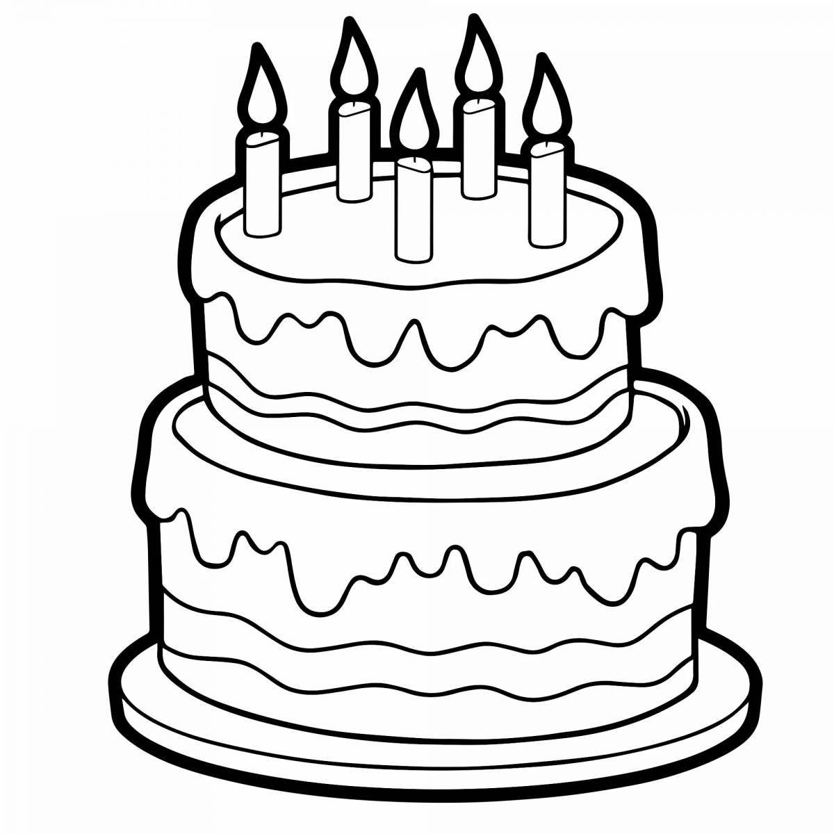 Exciting cake coloring pages for 5-6 year olds