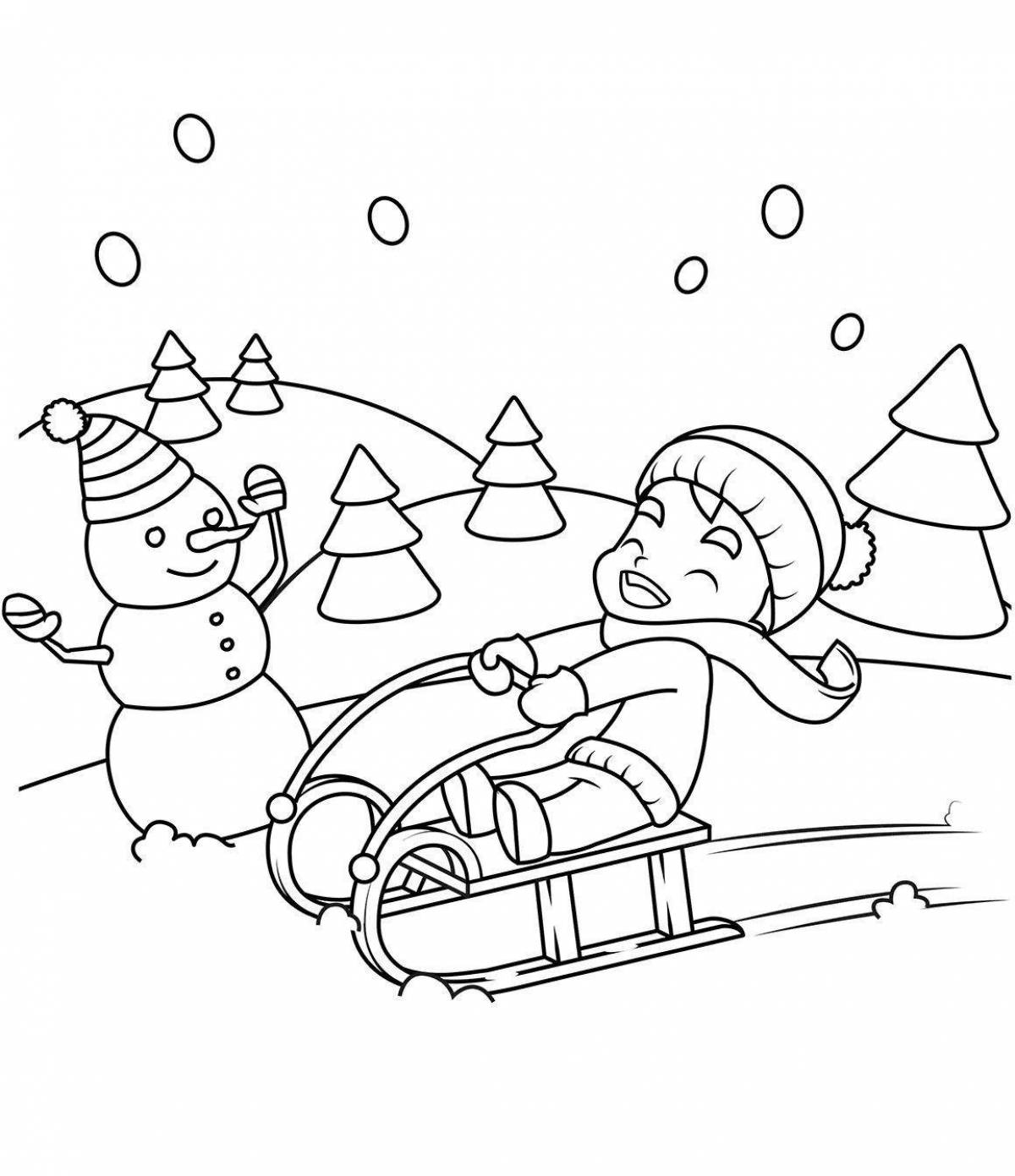 Exquisite winter games coloring book