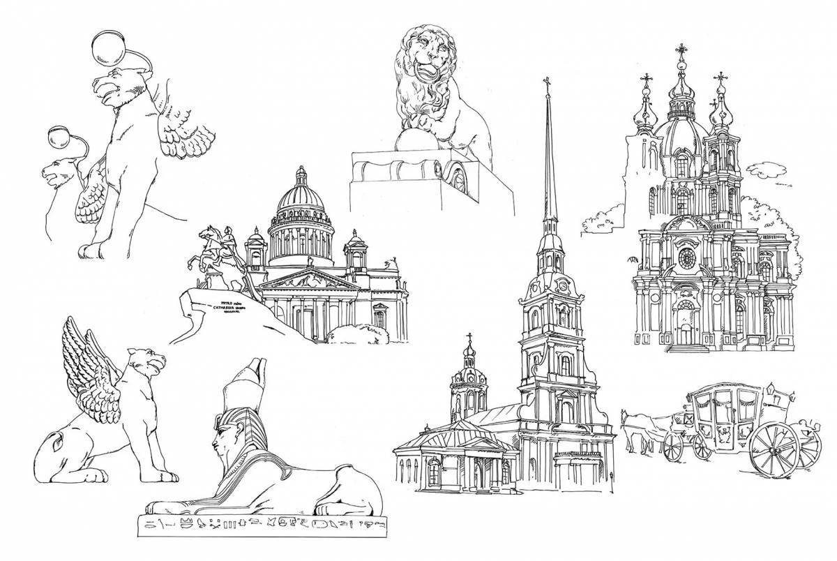 Fun coloring St. Petersburg for children 5-6 years old
