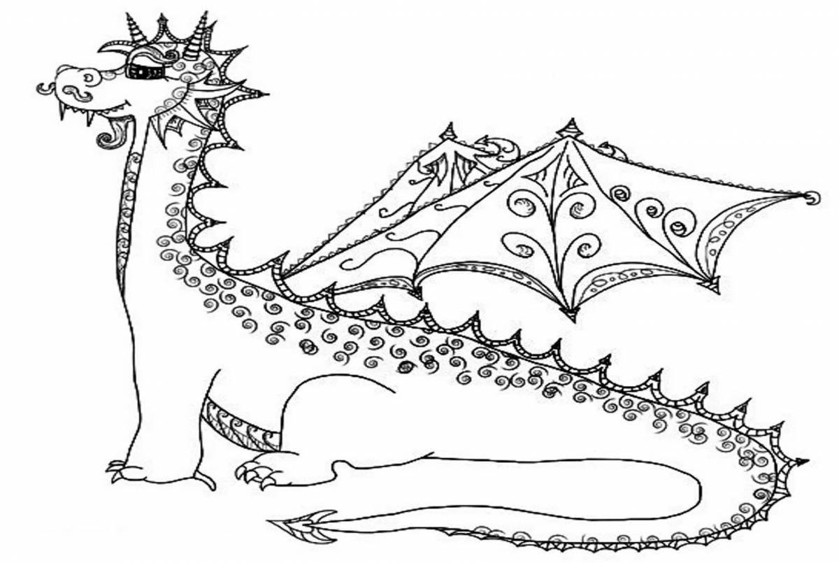 Detailed coloring dragons for children 6-7 years old