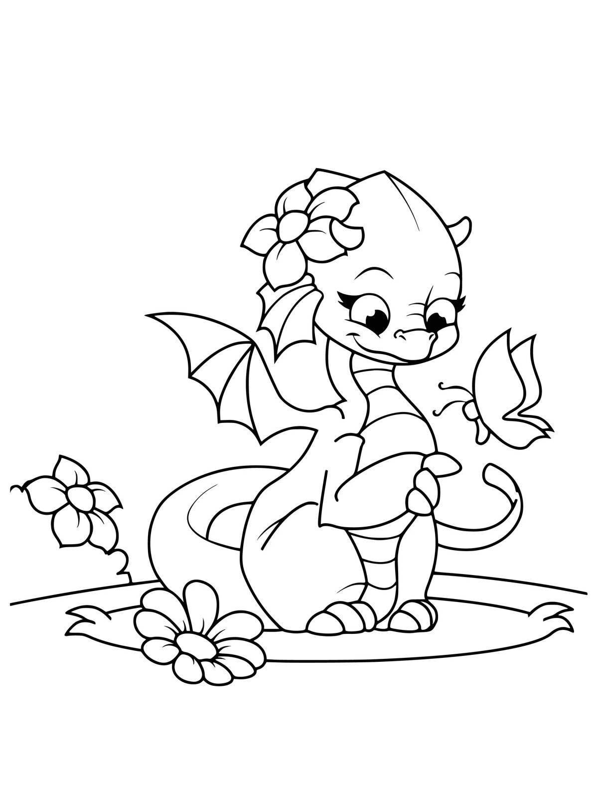 Dramatic coloring dragons for children 6-7 years old