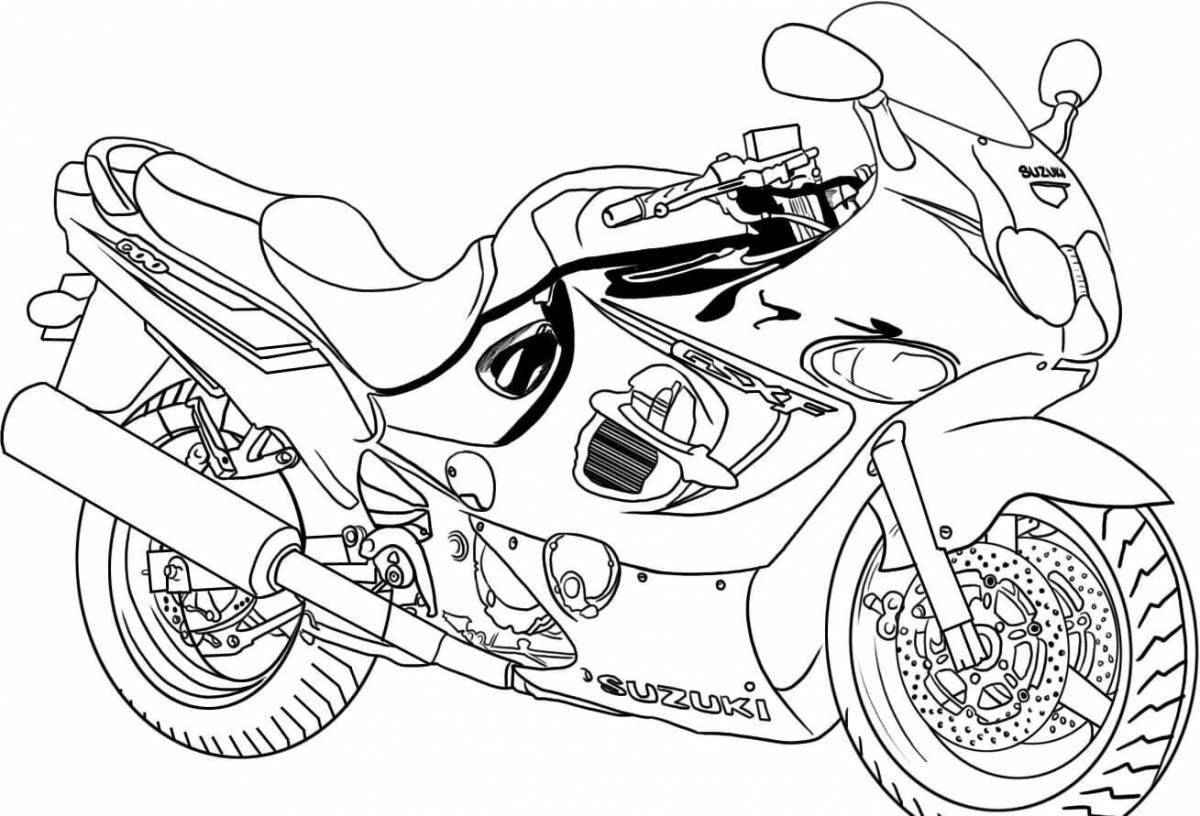 Coloring for bright motorcycles for children 6-7 years old