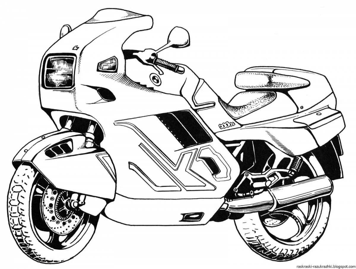 Coloring pages energetic motorcycles for children 6-7 years old
