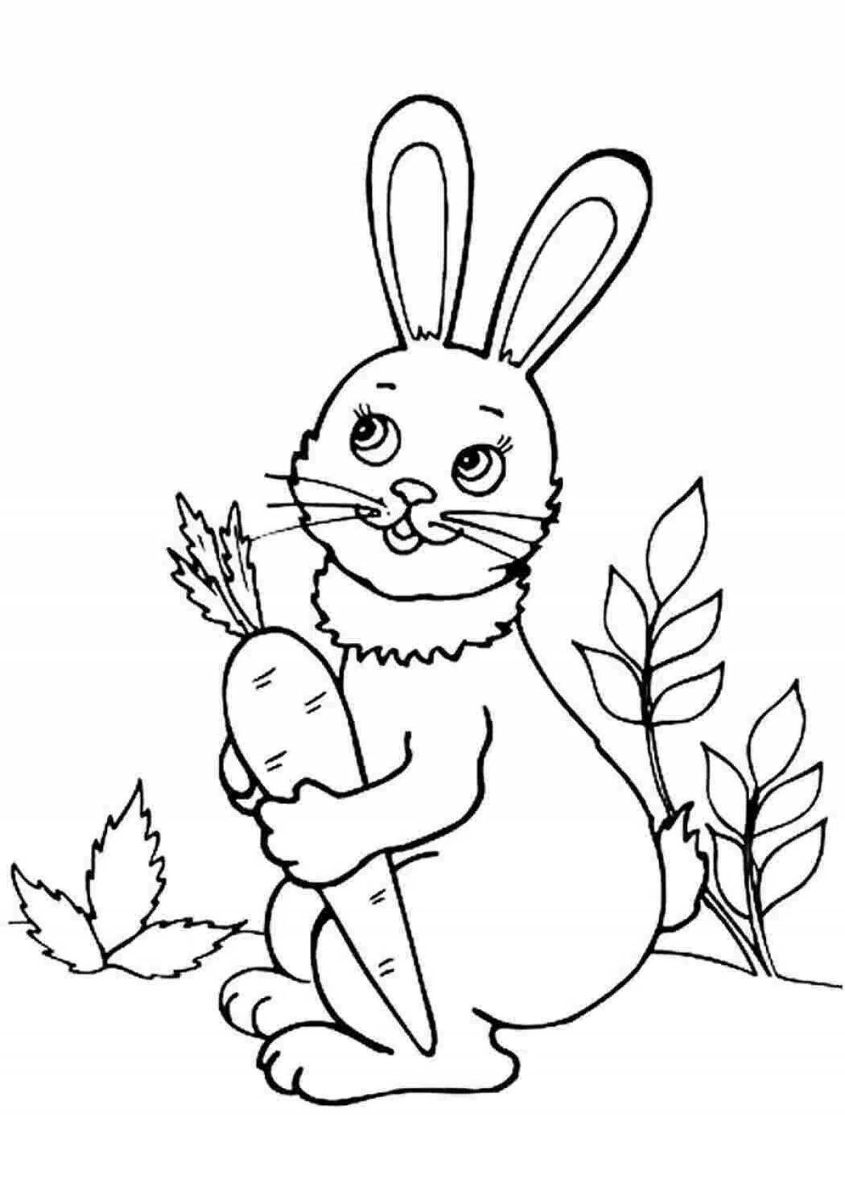 Раскраска радостный заяц для детей