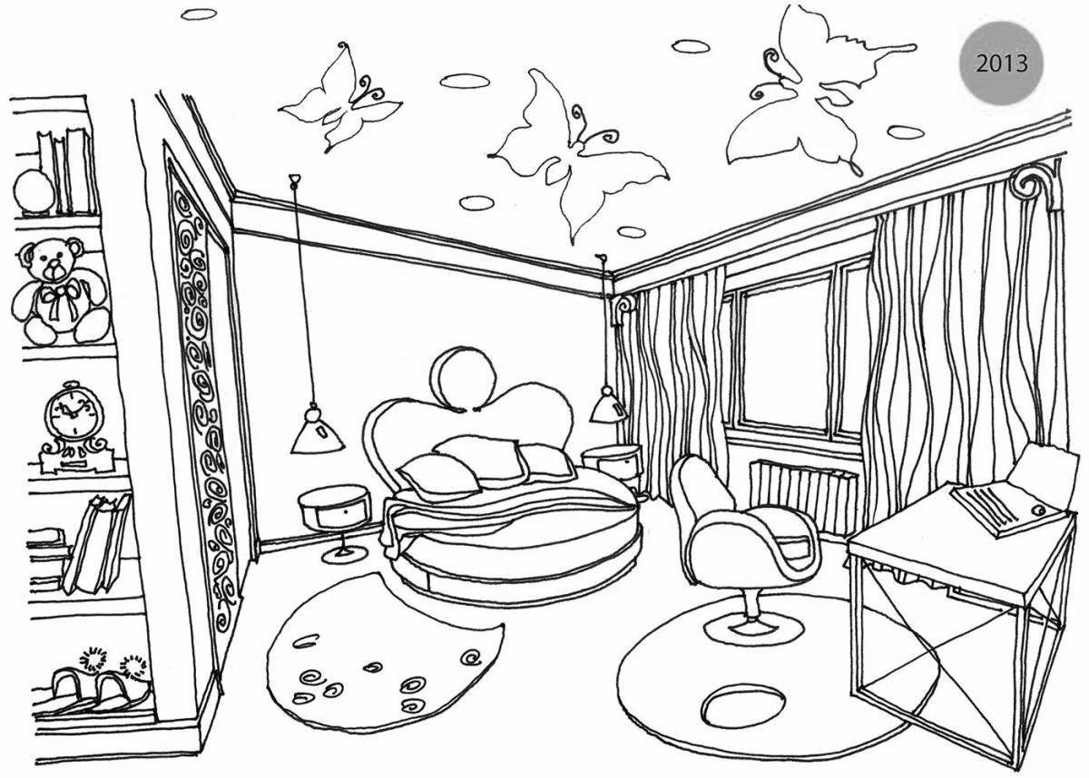 Fairy living room coloring book for kids