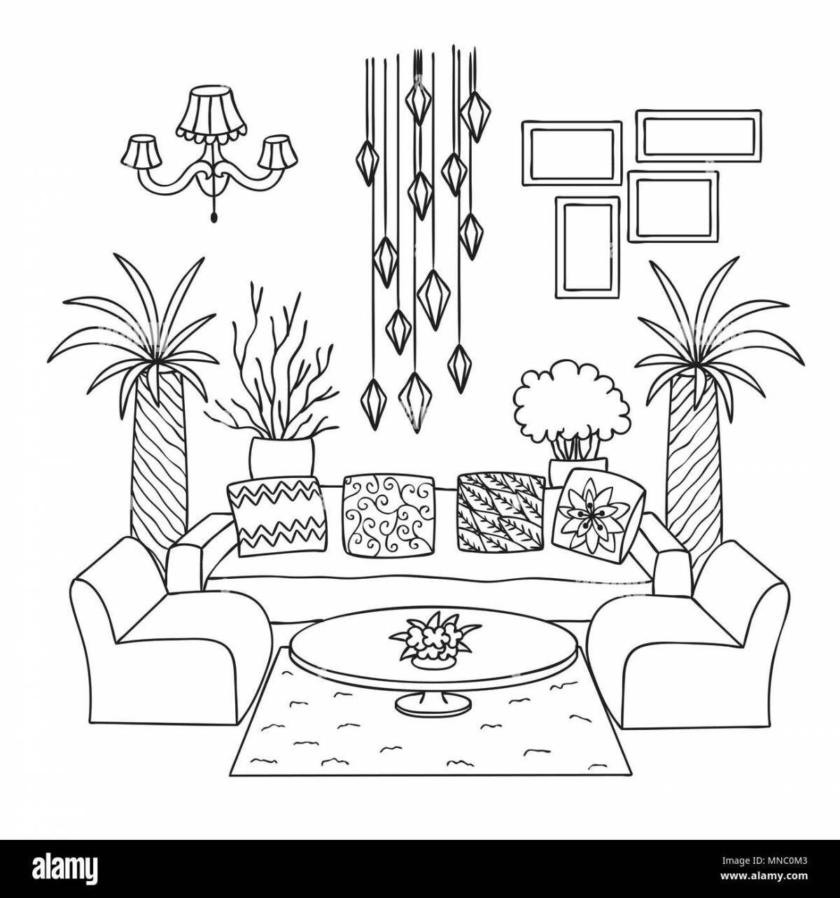 Great living room coloring book for kids