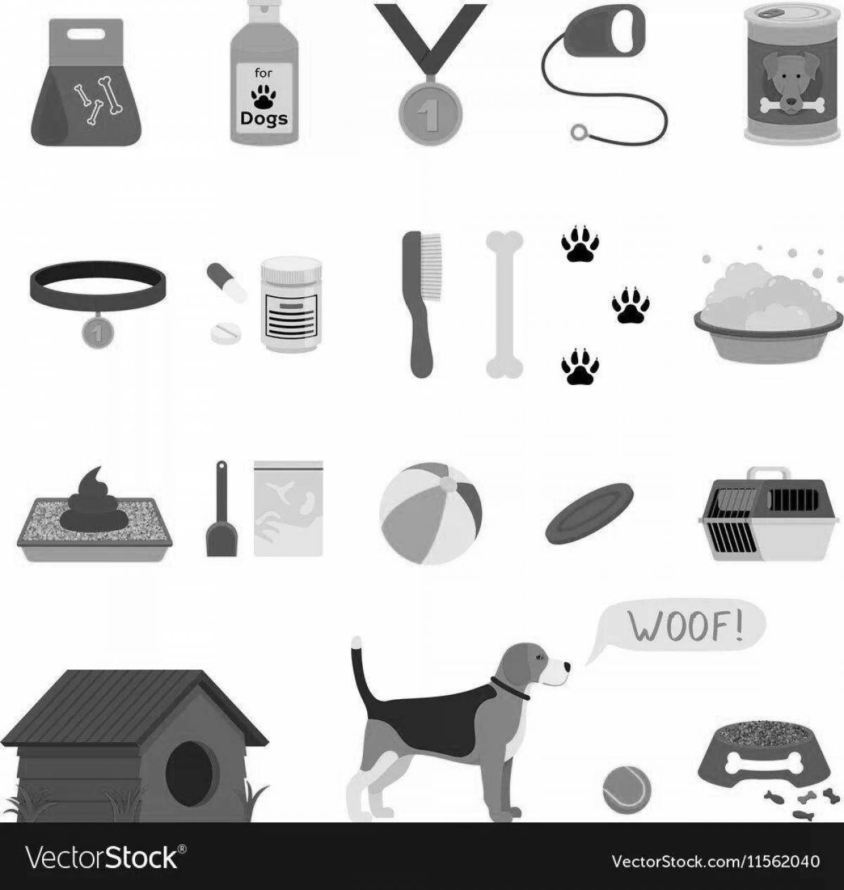 Coloring book playful dog